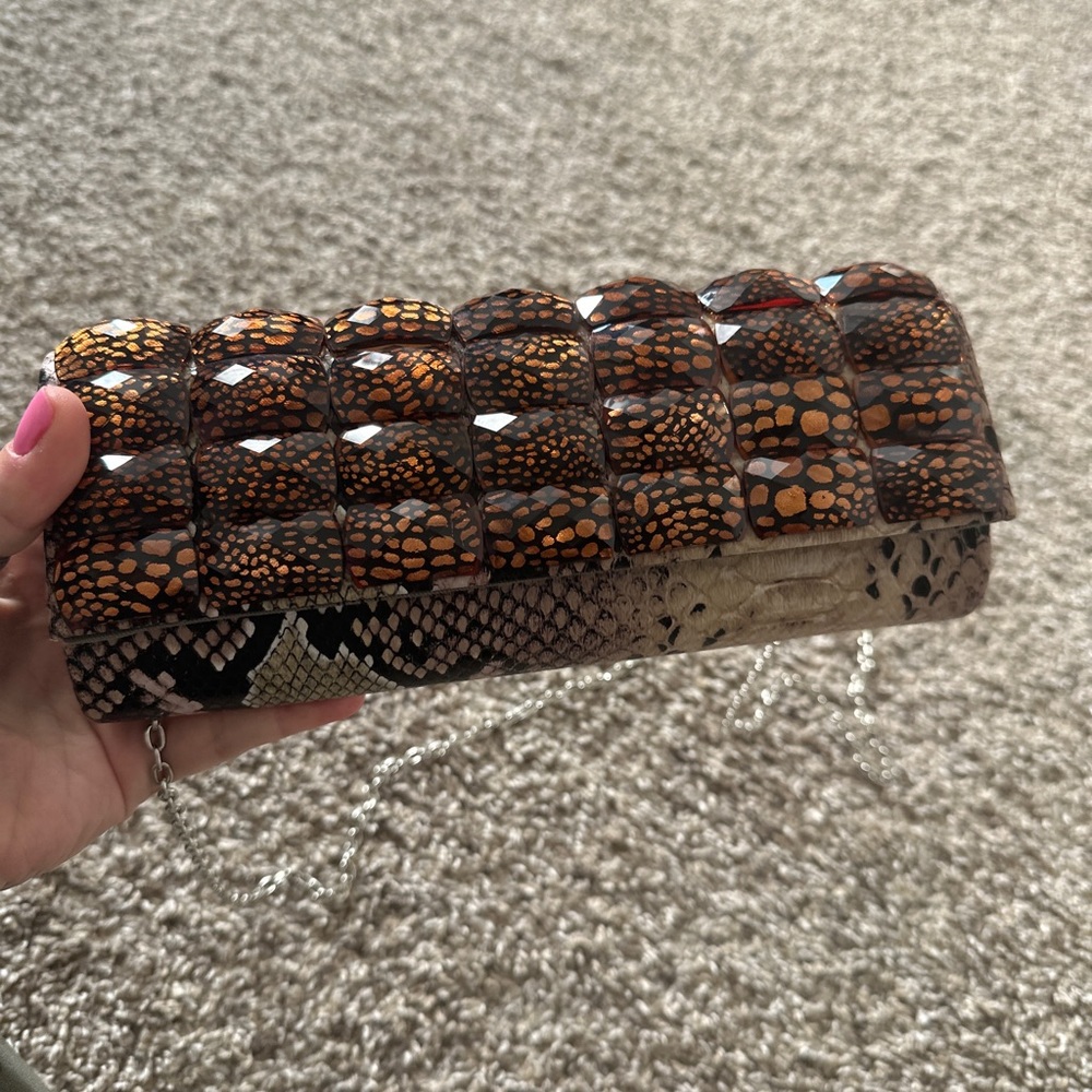 Faux Snakeskin clutch
